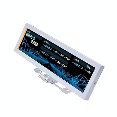 Lian Li 8.8 Universal Screen for PC - Adjustable Mounting for Any Computer Setup - Customizable ARGB Frame - PC Temperature Display Panel - LCD Screen Disply - Mini Monitor - SM088W (US88 v1 White)