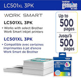 Brother Genuine LC501XL3PKS High Yield Cyan, Magenta, Yellow Ink Cartridges