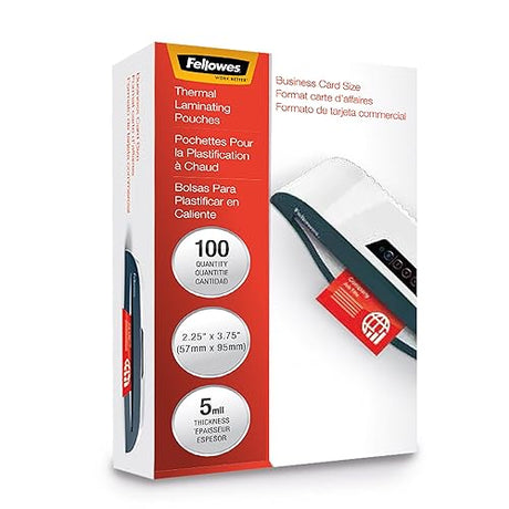 Fellowes Laminating Business Ca:Rd 5mil 100pk (52031), Clear 100 pack 5 mil