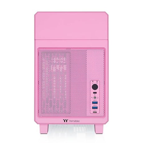 Thermaltake TR100 SFF Chassis; mITX Support; 18.9 Liters; PCIe 4.0 Riser Cable Included; 360mm GPU Clearance; 280mm Radiator Support; Removable PCIe Bracket; Bubble Pink; CA-11A-00SANN-00