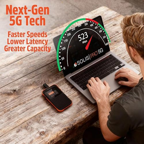 Solis Pro – Mobile 5G Hotspot and Power Bank, Bundle Includes Lifetime Data (12GB Per Year) and 10GB Global Data, Multi-Carrier, Wi-Fi 6E in140+ Countries, No Contract, Portable Internet by SIMO Solis 5G Pro