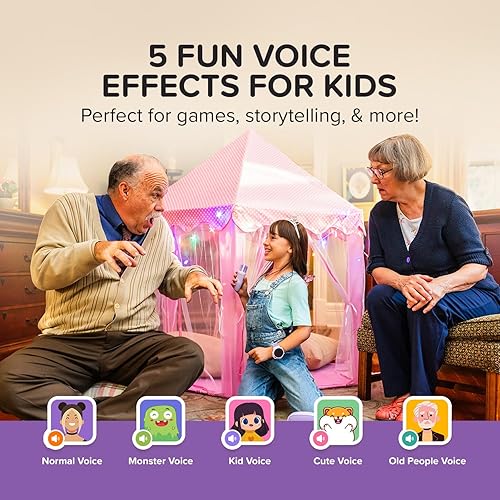 myFirst Voice 2 - Kids Mini Karaoke Machine with Wireless Microphone and Ai Voice Changer for Kids, Portable Bluetooth Speaker, Christmas Toys Gifts for Girls and Boy 3-12 Years Old (Purple)