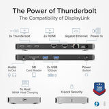 Plugable Thunderbolt 4 Dock for Quad Monitors 100W, Thunderbolt Docking Station Connects up to Four 4K Monitors for Windows and Mac Laptops, 2x HDMI, 4x Thunderbolt 4/USB C, Driver Required TBT-6950PD