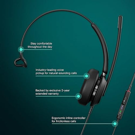 EPOS Impact 730 Mono Wired USB C and USB A Headset with Noise-Canceling Mic, in-Line Controls, High-Performance Audio, Comfortable Fit for Business Calls, Work from Home & Office Use