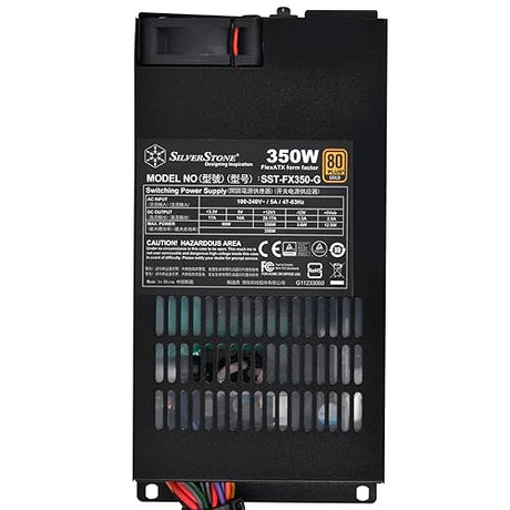 SilverStone Technology 350 Watt Flex ATX Power Supply with Fixed Cables and 80 Plus Gold with 6Pin PCIe Connector SST-FX350-G-USA, Black(Lead-Free Paint) 350W FLEX FX350-G
