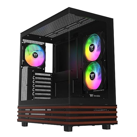 Thermaltake View 270 Plus WS ARGB; Mid Tower; 3x120mm Lite Fans Included; 360mm Radiator Support; 420mm GPU Clearance;Bottom Wood Trim; E-ATX/ATX/mATX/mITX; 220mm PSU Clearance;Black; CA-1Y7-00M1WN-WS