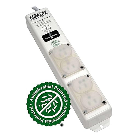 Tripp Lite Medical-Grade Surge Protector Power Strip, 4 Hospital-Grade Outlets, 6' Cord, for Patient-Care Vicinity- UL60601-1 4 Outlets, 6ft Cord