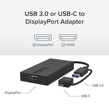 Plugable USB C to DisplayPort Adapter, Universal Video Graphics Adapter for USB 3.0 and USB-C Macs and Windows, Extend a DisplayPort Monitor up to 1080p@60Hz