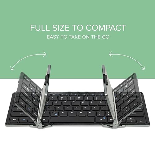 Plugable Foldable Bluetooth Keyboard for iPad, iPhones, Android, and Windows, Full-Size Multi-Device Keyboard, Wireless and Portable with Included Stand (11.5 inches) Upgraded Version of BT-KEY3