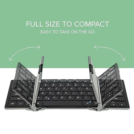 Plugable Foldable Bluetooth Keyboard for iPad, iPhones, Android, and Windows, Full-Size Multi-Device Keyboard, Wireless and Portable with Included Stand (11.5 inches) Upgraded Version of BT-KEY3