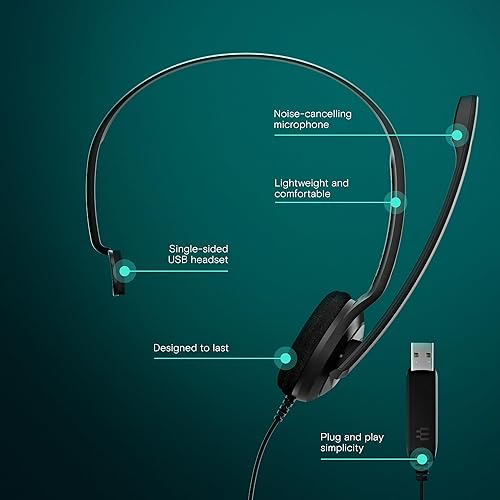 Sennheiser 504196 PC 7 USB - Mono USB Headset for PC and MAC, Black