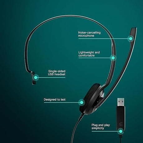 Sennheiser 504196 PC 7 USB - Mono USB Headset for PC and MAC, Black