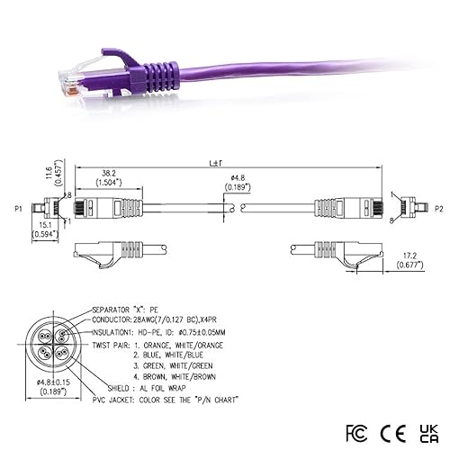15ft (4.5m) Cat6a Snagless Unshielded (UTP) Slim Ethernet Network Patch Cable - Purple 15FT Purple
