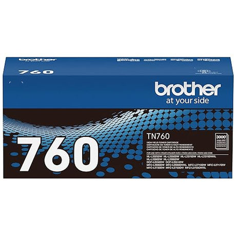 Brother Genuine TN-760 High Yield Toner Cartridge - Black