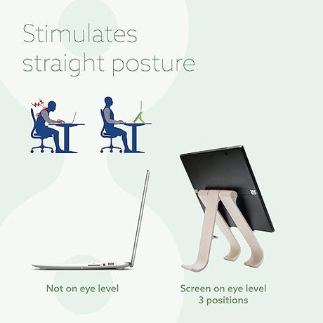 R-Go Tools Treepod, Ergonomic Adjustable Laptop and Tablet Stand, Bio-Based Wood Fibre, Modular Design, White