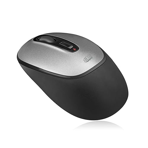 Adesso Mouse Wireless A10 Antimicrobial 3 Button Up To 1600dpi PC/Mac - Black & Silver (iMouse A10)