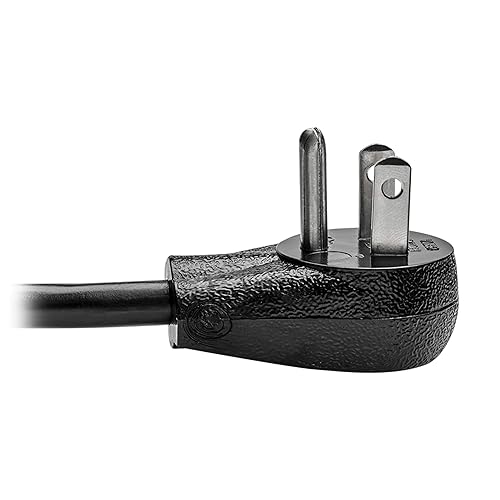 Tripp Lite Desktop Computer Power Cord, Right-Angle 5-15P to C13 - Heavy Duty, 15A, 125V, 14 AWG, 6 ft, Black (P007-006-15D)