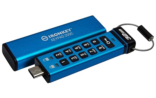 Kingston Ironkey Keypad 200 USB-C 32GB Encrypted Flash Drive | OS Independent | FIPS 140-3 Level 3 | XTS-AES 256-bit | BadUSB and Brute Force Protection | Multi-Pin Option | IKKP200C/32GB