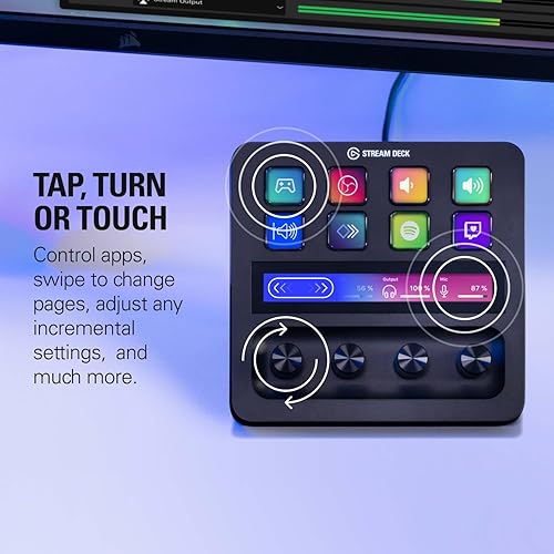 Elgato Stream Deck + XLR - Audio Mixer & Controller, Rear XLR-to-USB Mic Interface, Compatible with Any XLR Mic for Podcasting, Streaming, Content Creators, dials and LCD Keys, PC/Mac