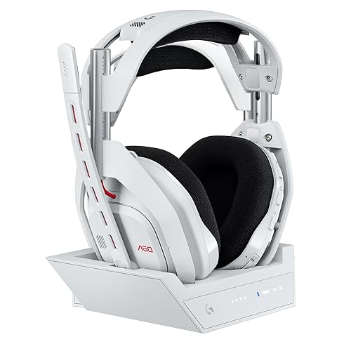 Logitech G Astro A50 Omni-Platform Wireless Gaming Headset + Base Station for PS5, Xbox, PC: PLAYSYNC Audio Switcher, <16 bit/48kHz (Console), <24 bit/48 kHz (PC), 24hr Battery, 2.4GHz & BT - White White PLAYSYNC Audio