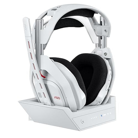 Logitech G Astro A50 Omni-Platform Wireless Gaming Headset + Base Station for PS5, Xbox, PC: PLAYSYNC Audio Switcher, <16 bit/48kHz (Console), <24 bit/48 kHz (PC), 24hr Battery, 2.4GHz & BT - White White PLAYSYNC Audio