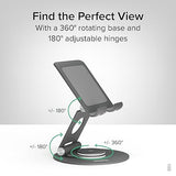 Plugable Swivel Tablet Stand Holder, 360° Rotating Base Tablet Holder for Phones and Tablets up to 12.9, Adjustable and Foldable iPad Stand for Desk, POS, Kitchen, Drawing (PT-STAND1)