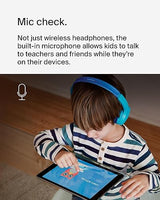 Belkin SoundForm Children's Mini Wireless Headphones with Built-in Microphone and Fun Sticker 30 Hours Playback - Study Holidays on Ear Headphones for iPhone, iPad, Galaxy, Blue