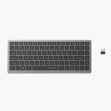 Kensington KB435 Wireless Compact Keyboard, Bluetooth & 2.4GHz Connection, Quiet Scissor-Switch Keys, Programmable, Copilot Hotkey, Compatible with Windows, Black (K75409NA) Compact Size Wireless