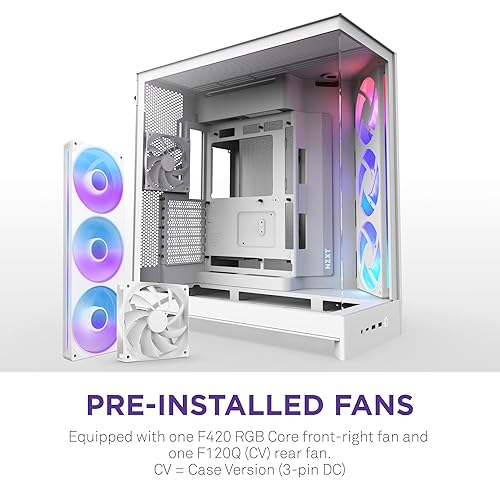 NZXT H9 Flow RGB (2025) Dual-Chamber Mid-Tower Case w/RGB Fans - All White