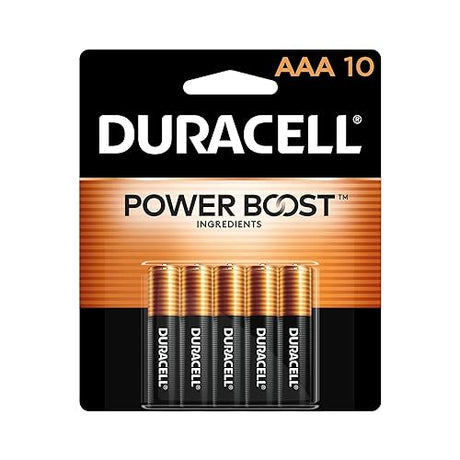 Duracell Coppertop AAA Batteries with Power Boost, 10 Count Pack Triple A Battery with Long-Lasting Power, Alkaline AAA Battery for Household and Office Devices (Packaging May Vary) 10 Count (Pack of 1) AAA