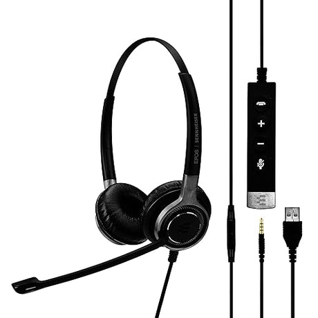 Sennheiser SC 665 USB (507257) - Double-Sided Business Headset | UC Optimized and Skype for Business Certified | for Mobile Phone, Tablet, Softphone, and PC (Black) SC665 USB