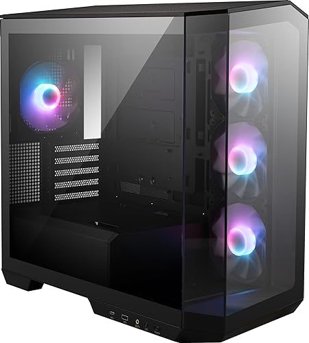 MSI MAG PANO M100R PZ Black Micro ATX Gaming Case, Support Back-Connect Motherboard, 270-degree Panoramic Display, 4 aRGB Fans MAG PANO M100R PZ Black Black mATX