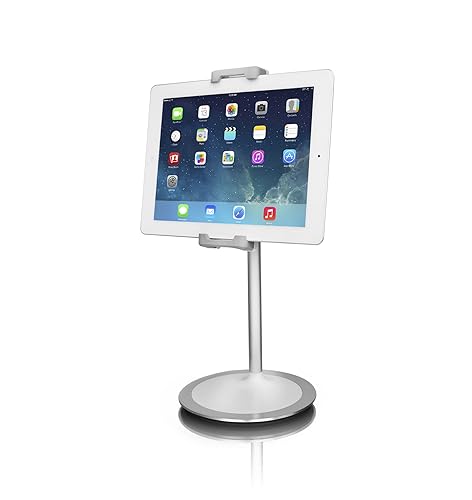 Aluratek Adjustable Desktop Smartphone & Tablet Stand, Holder for iPhone, Android, iPad, & Most Tablet Sizes (AUCH06F), Silver