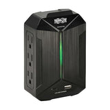 Tripp Lite Surge Protector Power Strip 6-Outlets + 1 USB & 1 USB-C Port, Direct Wall Plug-in, Black, Green LED Light, 490 Joules, EMI/RFI Filtering, 20,000 Insurance (SK62USBC)