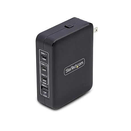 StarTech.com 140W USB-C Wall Charger, 3X USB-C/1x USB-A, PD 3.1 International GaN Power Adapter for MacBook/Dell XPS/Inspiron