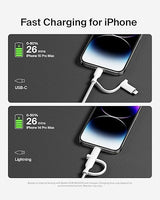 Belkin BoostCharge Braided 2-in-1 USB-C Charging Cable w/USB-C & Lightning Connector (1.5M) Fast & Multi-Charging for iPhone Series, iPad, MacBook, Galaxy Series, Nintendo Switch 2 & More - White