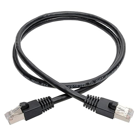 Tripp Lite Cat6a Ethernet Cable, 10G-Certified Patch Cable, Snagless, Shielded STP PoE Ethernet Cord, 2 ft, Black (N262-002-BK) 2ft. Black