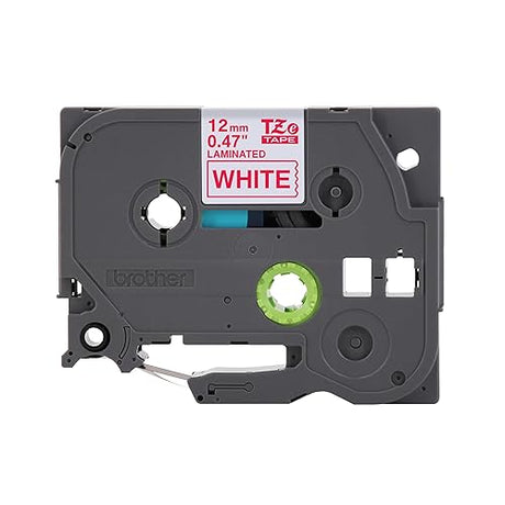 Brother Genuine TZe-232 Red on White Laminated Tape for TZe-Compatible P-Touch Label Makers, 12 mm Wide x 8 m Long