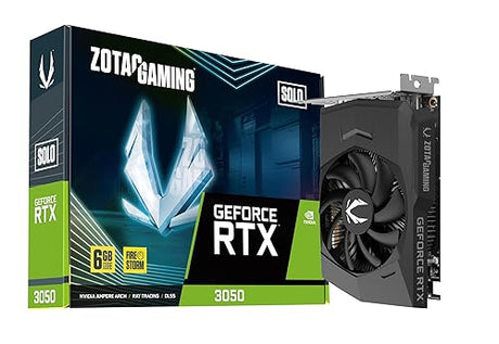 ZOTAC Gaming GeForce RTX 3050 6GB GDDR6 Solo 96-bit 14 Gbps PCIE 4.0 Super Compact Gaming Graphics Card, ZT-A30510G-10L