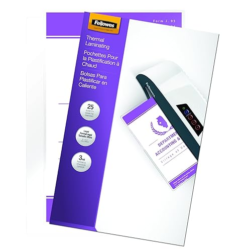 Fellowes 52006 Laminating Pouches, Thermal, Legal, 3 Mil, 25 Pack, Clear