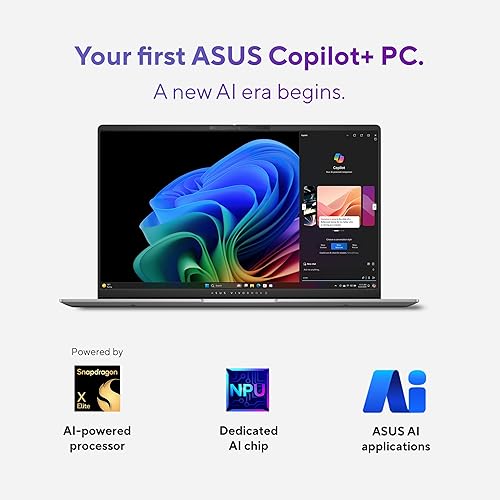 ASUS Vivobook S 15; Copilot+ PC, 15.6 Thin and Light Laptop, 3K 120Hz OLED, Snapdragon® X Plus Processor, 16GB Memory, 1 TB SSD, Copilot Key, Wi-Fi 7, Cool Silver, S5507QA-DB71-CB