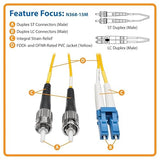 Tripp Lite N368-10M Duplex Singlemode 8.3/125 Fiber Optic Patch Cable LC/ST, 10M, 33-Feet