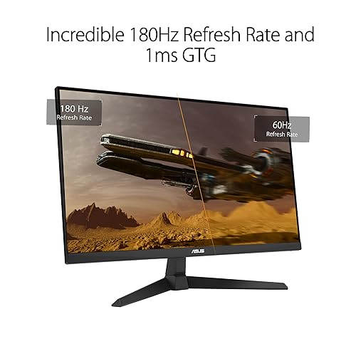 ASUS TUF Gaming 24” (23.8 inch viewable) 1080P Monitor (VG249Q3A) - Full HD, 180Hz, 1ms, Fast IPS, Extreme Low Motion Blur, FreeSync Premium, Speakers, DisplayPort, HDMI, Variable Overdrive, 99% sRGB