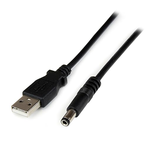 StarTech.com 1m USB to Type N Barrel 5V DC Power Cable - USB A to 5.5mm DC - 1 Meter USB to 5.5mm DC Plug (USB2TYPEN1M), Black 3 ft / 1m Type N