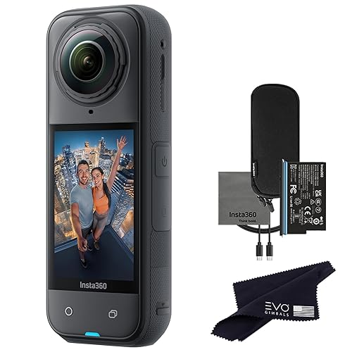 Insta360 X5 - Waterproof 360 Action Camera with 1/1.28 Sensors, 8K 360 HDR Video, 72MP Photo, 4K60fps Single-Lens, Enhanced Low Light Performance, User-Replaceable Upgraded Lenses, 2.5 Touchscreen