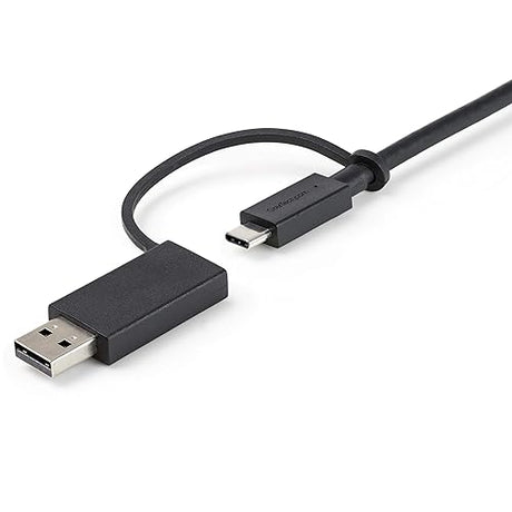 StarTech.com 3ft (1m) USB-C Cable with USB-A Adapter Dongle - Hybrid 2-in-1 USB C Cable w/USB-A - USB-C to USB-C (10Gbps/100W PD), USB-A to USB-C (5Gbps) - Ideal for Hybrid Docking Station (USBCCADP), Black