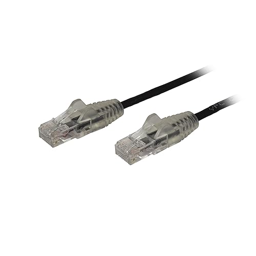 StarTech.com 1 ft CAT6 Cable - Slim CAT6 Patch Cord - Black- Snagless RJ45 Connectors - Gigabit Ethernet Cable - 28 AWG - LSZH (N6PAT1BKS)