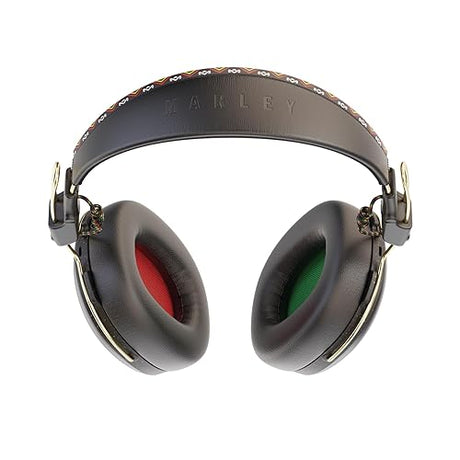 House of Marley Positive Vibration Frequency: Over-Ear Wireless Headphones with Microphone, Wireless Bluetooth Connectivity, 34 Hours of Playtime and Quick Charge Technology, Rasta