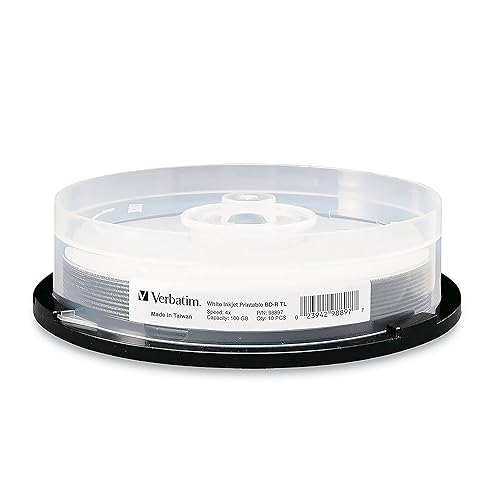 Verbatim BDXL 100GB 4X White Inkjet Printable, Hub Printable - 1pk Jewel Case, 43790 10pk Spindle Inkjet