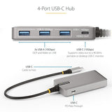 StarTech.com 4-Port USB-C Hub with USB-C DP Alt Mode Video Output 4K 60Hz - 3x USB-A, 1x USB Type-C, 100W Power Delivery Pass-Through, USB 3.2 10Gbps, 1ft/30cm Cable, Portable USB Hub (HB31C3A1CDPPD3)